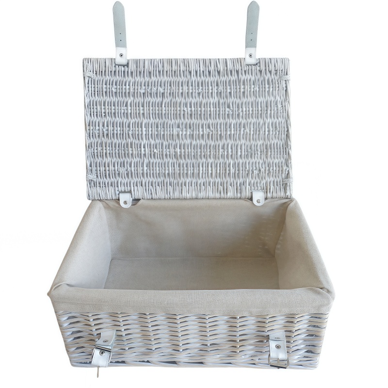 China 20″ White Wash Willow Hamper Basket Leere Weiden-Geschenkverpackungskörbe Hersteller und Lieferant
