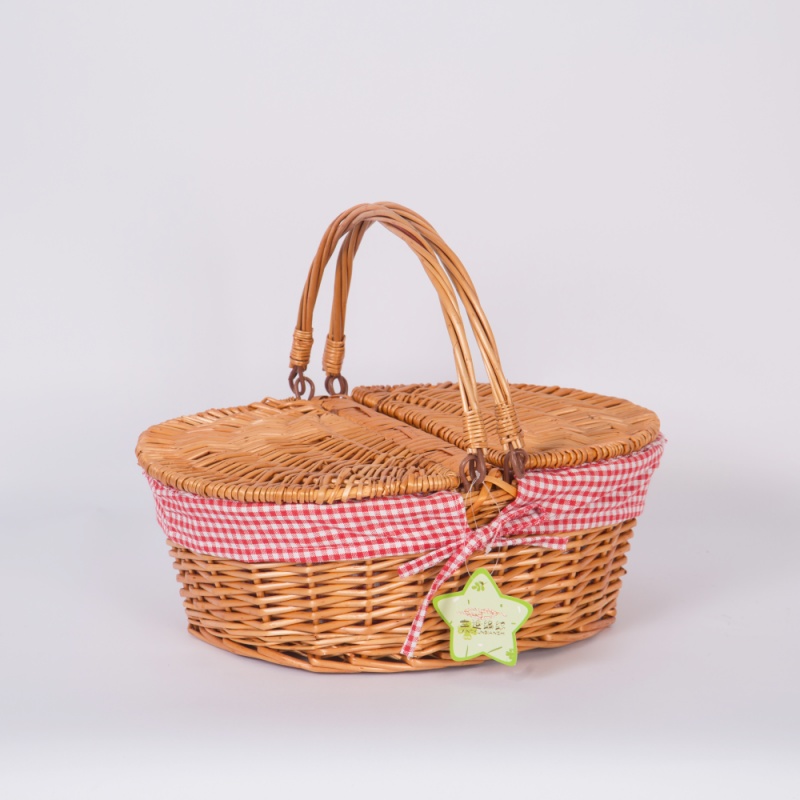 China Economy Vintage wicker picnic basket with movable handle